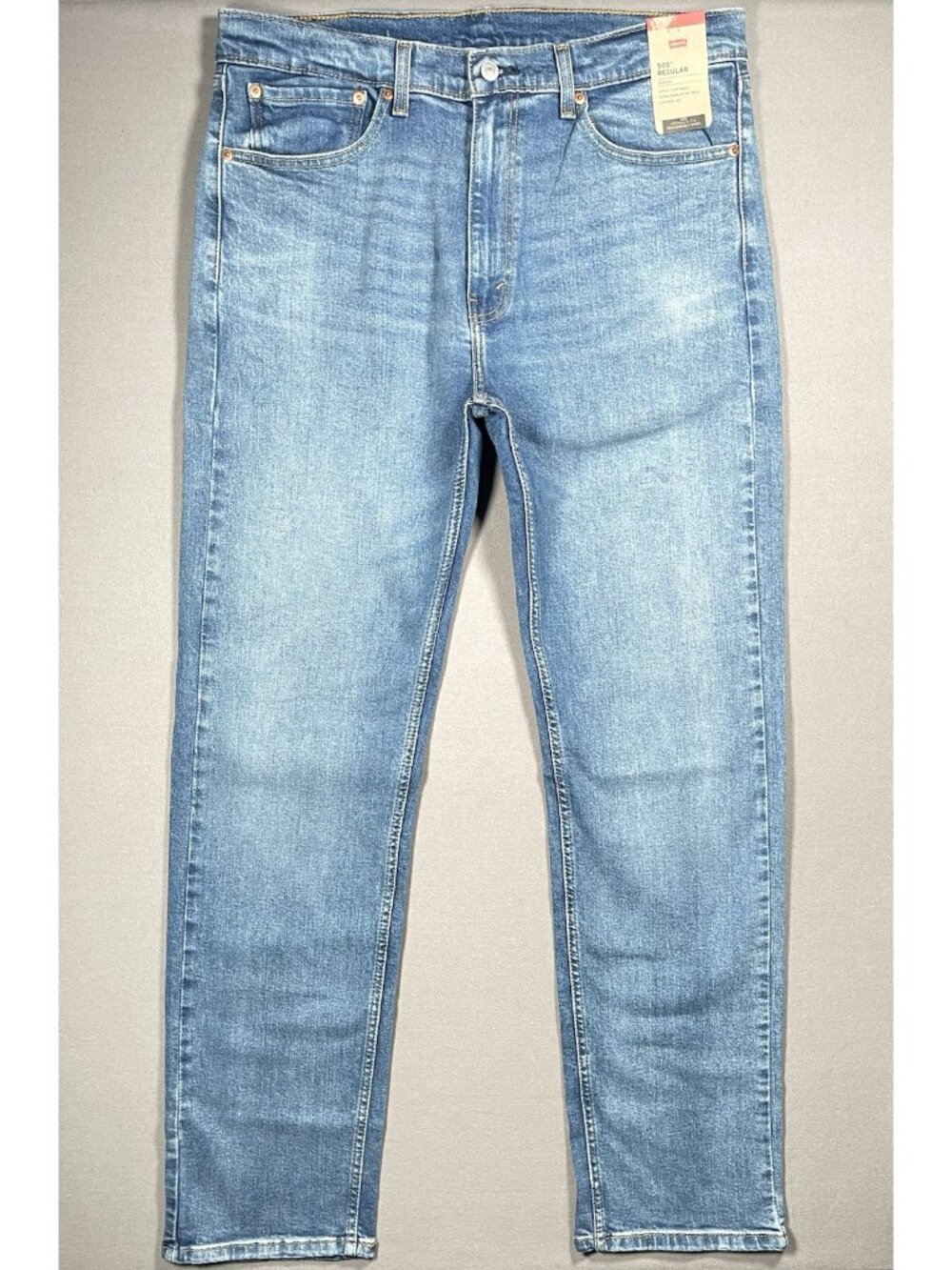 NWT Levi's 505 Regular Stretch Straight Leg Medium Wash Jeans - Men Size 36 X 34